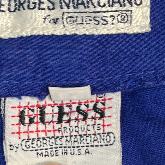 Vintage 80s Georges Marciano for Guess High Rise Denim Mini Skirt Blue Purple 28 - Picture 5 of 12